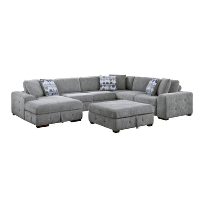 Raife 5-Piece Sectional with Left Chaise and Storage Ottoman (9624GY*5LC2R)