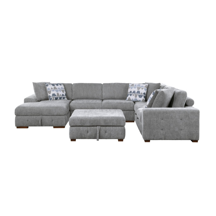 Raife 5-Piece Sectional with Left Chaise and Storage Ottoman (9624GY*5LC2R)