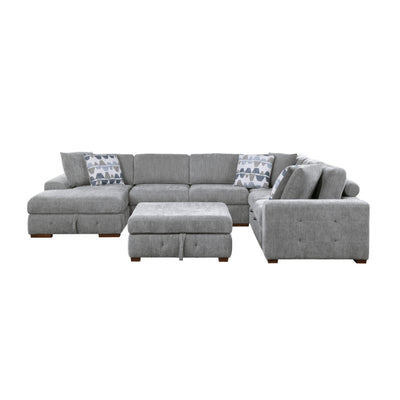 Raife 5-Piece Sectional with Left Chaise and Storage Ottoman (9624GY*5LC2R)