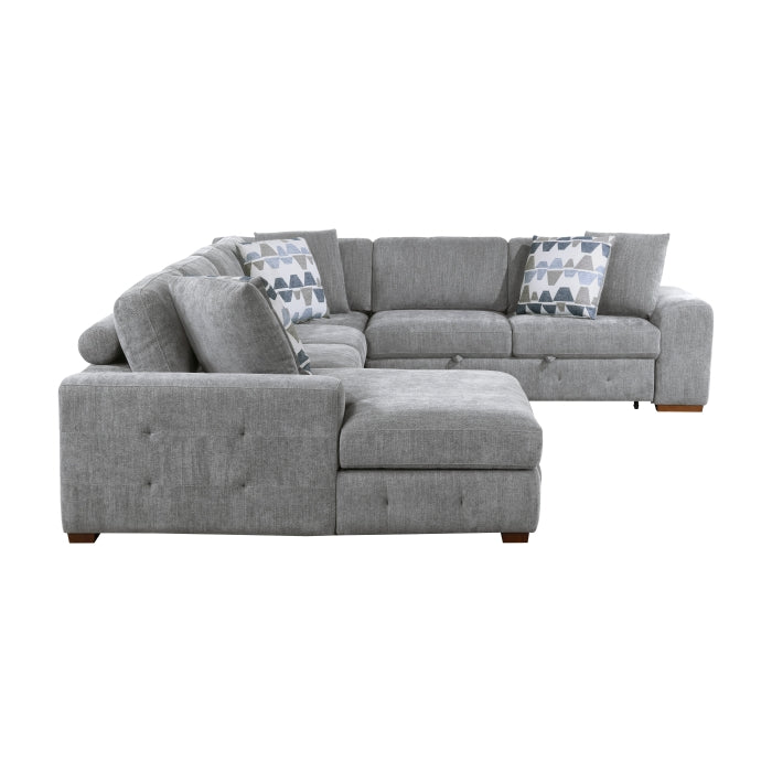 Raife 5-Piece Sectional with Left Chaise and Storage Ottoman (9624GY*5LC2R)