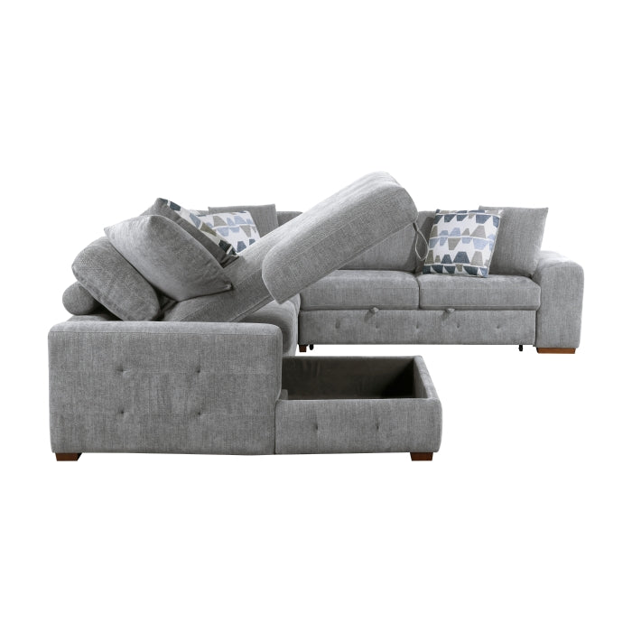 Raife 5-Piece Sectional with Left Chaise and Storage Ottoman (9624GY*5LC2R)