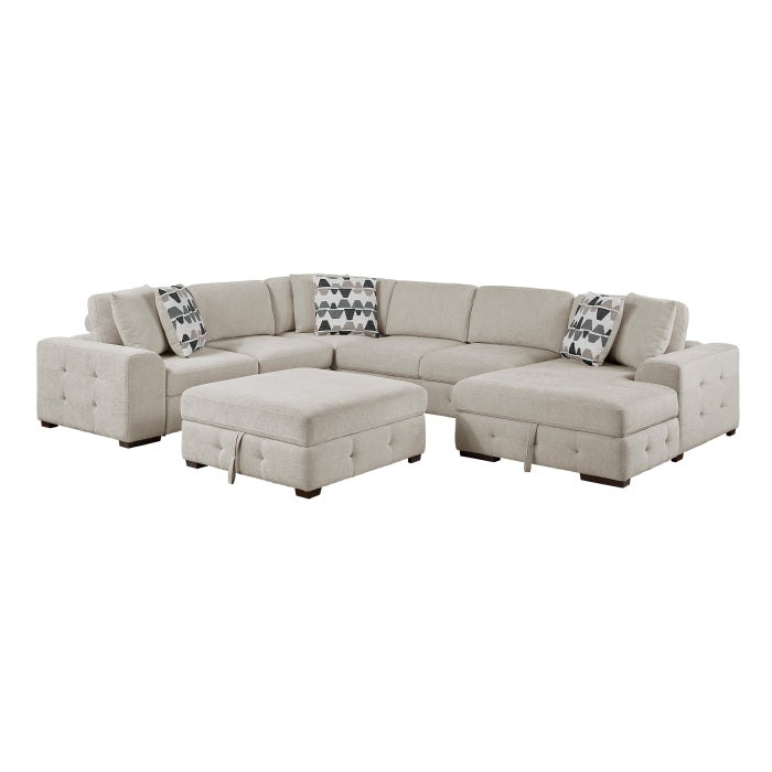 Raife 5-Piece Sectional with Right Chaise and Storage Ottoman (9624TP*52LRC)