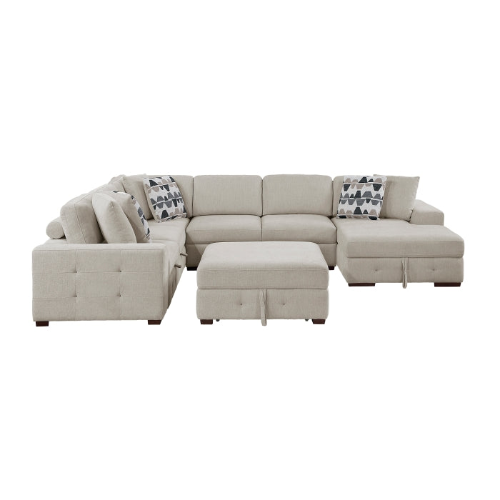 Raife 5-Piece Sectional with Right Chaise and Storage Ottoman (9624TP*52LRC)