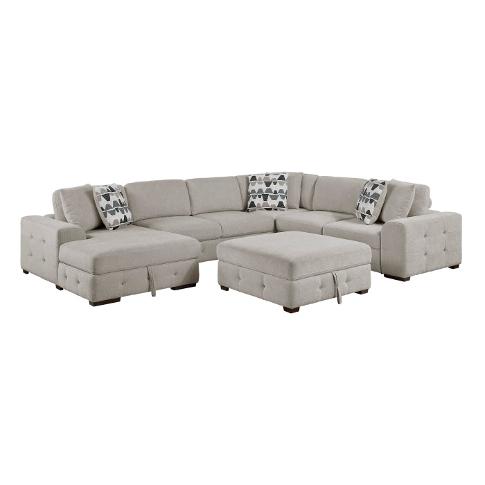 Raife 5-Piece Sectional with Left Chaise and Storage Ottoman (9624TP*5LC2R)