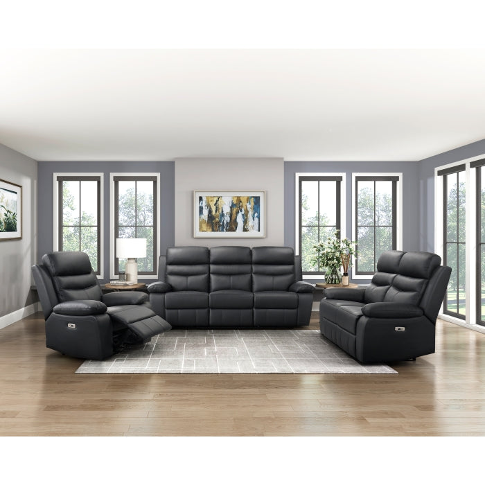 Hancock Power Double Reclining Sofa (9628BLK-3PW)