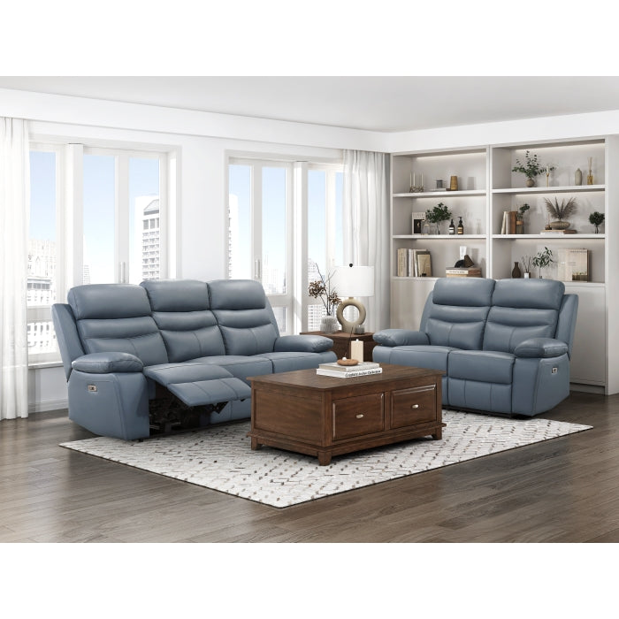 Hancock Power Double Reclining Love Seat - Blue 5