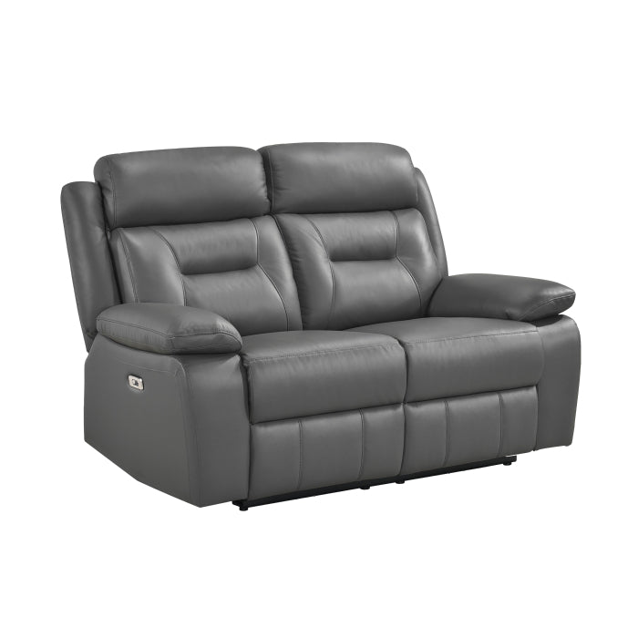 Laconia Dark Gray Power Reclining Loveseat — Laconia Power Double Reclining Love Seat (9629DGY-2PW)