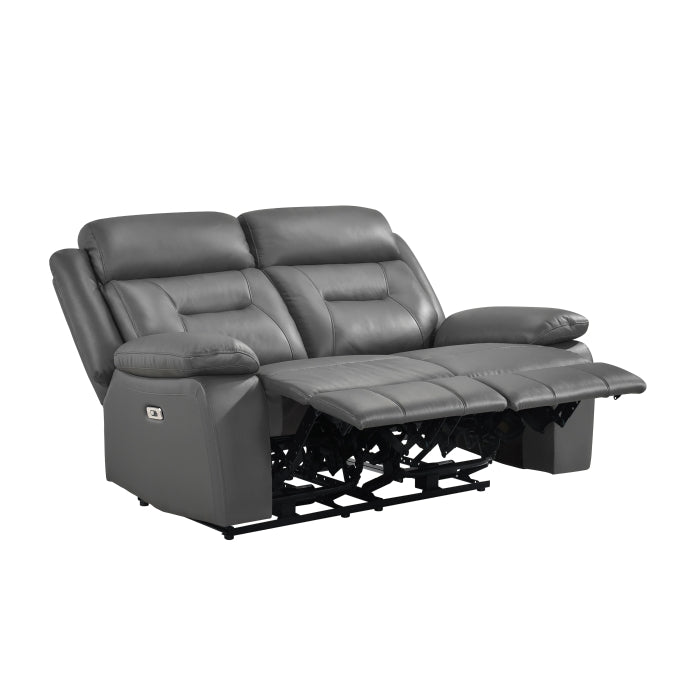 Laconia Dark Gray Power Reclining Loveseat — Laconia Power Double Reclining Love Seat (9629DGY-2PW)