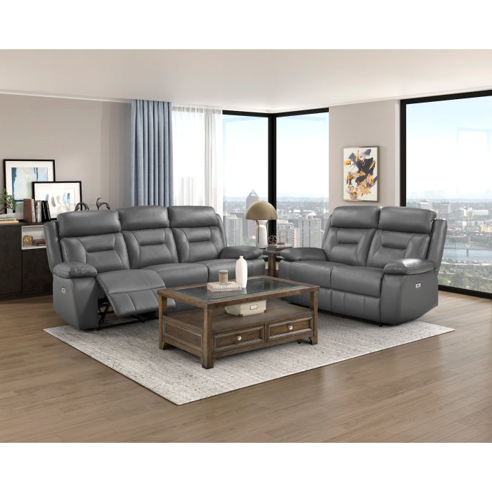 Laconia Dark Gray Power Reclining Loveseat — Laconia Power Double Reclining Love Seat (9629DGY-2PW)