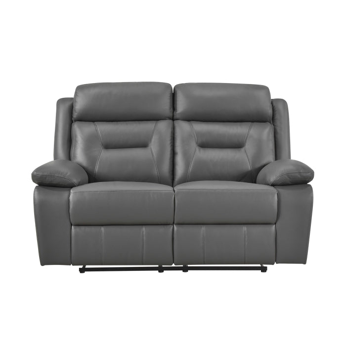 Laconia Dark Gray Manual Reclining Loveseat — Laconia Double Reclining Love Seat (9629DGY-2)