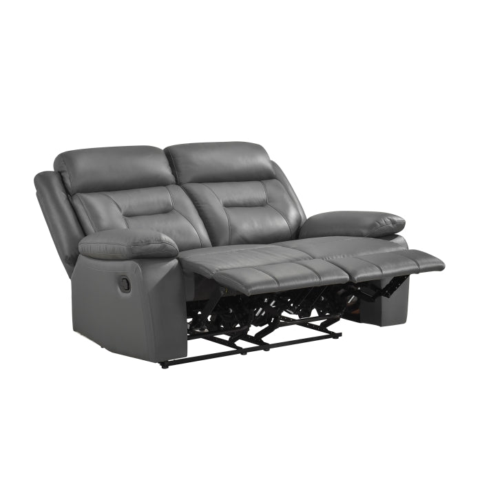 Laconia Dark Gray Manual Reclining Loveseat — Laconia Double Reclining Love Seat (9629DGY-2)