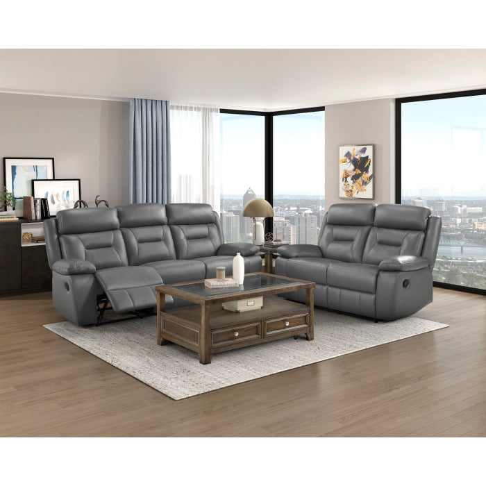 Laconia Dark Gray Manual Reclining Loveseat — Laconia Double Reclining Love Seat (9629DGY-2)