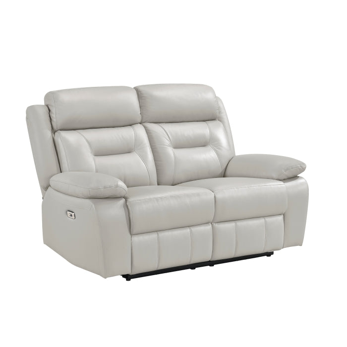 Laconia Silver Power Reclining Loveseat — Laconia Power Double Reclining Love Seat (9629SVE-2PW)
