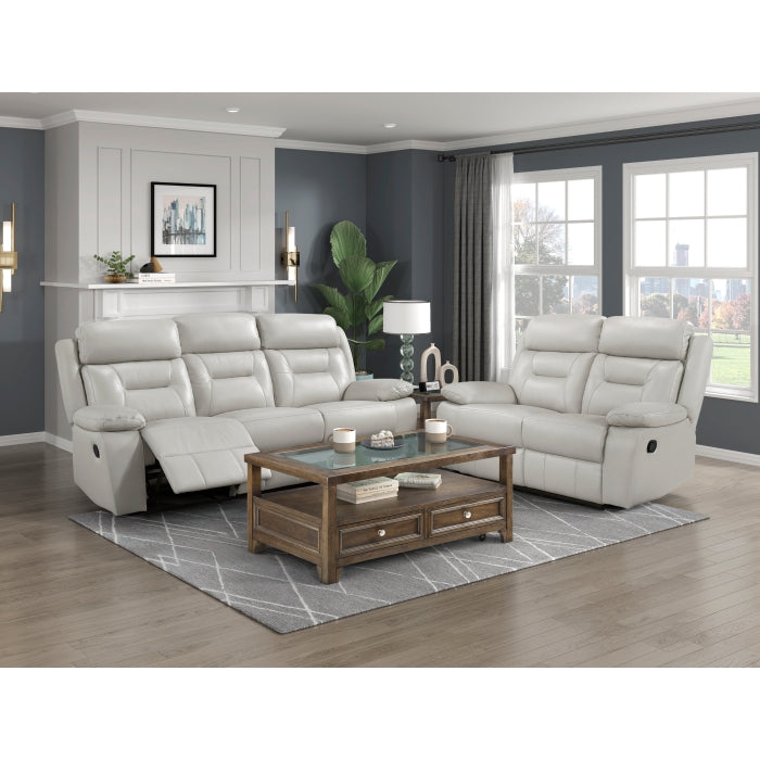 Laconia Silver Manual Reclining Loveseat — Laconia Double Reclining Love Seat (9629SVE-2)