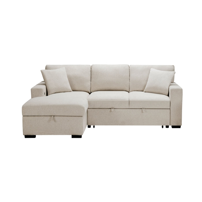 Pompano Sectional with Left Chaise, Pull-out Bed and Hidden Storage, Charging Ports (9630BE*2LC2R)