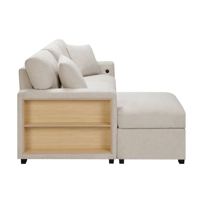 Pompano Sectional with Left Chaise, Pull-out Bed and Hidden Storage, Charging Ports (9630BE*2LC2R)