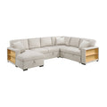 Pompano Sectional with Left Chaise, Pull-out Bed, Hidden Storages and Shelves, Charging Ports (9630BE*4LC2R)