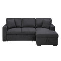 Pompano Sectional with Right Chaise, Pull-out Bed, Hidden Storage and Shelves, Charging Ports (9630BK*22LRC)