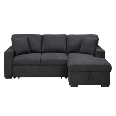 Pompano Sectional with Right Chaise, Pull-out Bed, Hidden Storage and Shelves, Charging Ports (9630BK*22LRC)