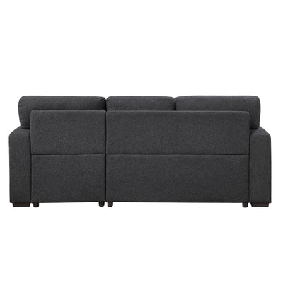 Pompano Sectional with Right Chaise, Pull-out Bed, Hidden Storage and Shelves, Charging Ports (9630BK*22LRC)