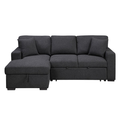 Pompano Sectional with Left Chaise, Pull-out Bed and Hidden Storage, Charging Ports (9630BK*2LC2R)