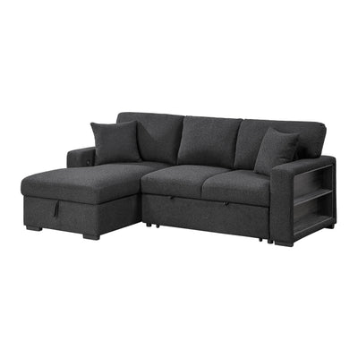 Pompano Sectional with Left Chaise, Pull-out Bed and Hidden Storage, Charging Ports (9630BK*2LC2R)