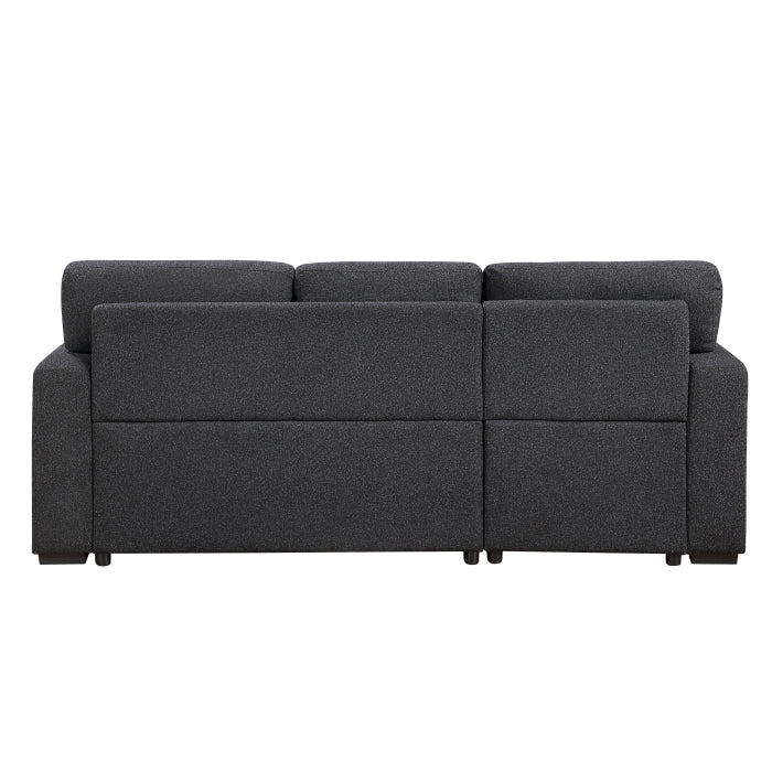 Pompano Sectional with Left Chaise, Pull-out Bed and Hidden Storage, Charging Ports (9630BK*2LC2R)
