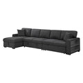 Pompano Sectional with Left Chaise, Pull-out Bed, Hidden Storages and Shelves, Charging Ports (9630BK*3LC2R)