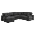 Pompano Sectional with Left Chaise, Pull-out Bed, Hidden Storages and Shelves, Charging Ports (9630BK*4LC2R)