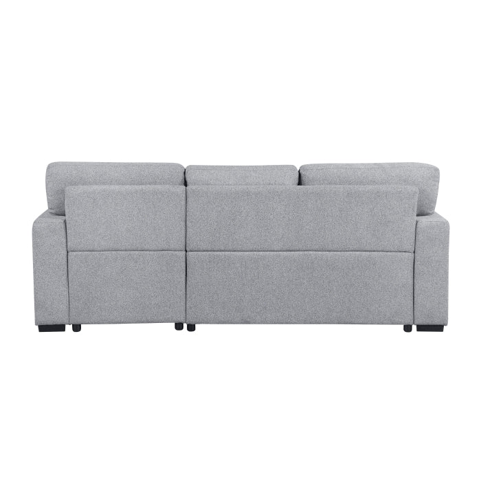 Pompano Sectional with Right Chaise, Pull-out Bed, Hidden Storage and Shelves, Charging Ports (9630GY*22LRC)