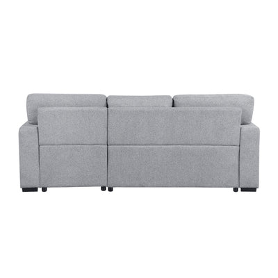 Pompano Sectional with Right Chaise, Pull-out Bed, Hidden Storage and Shelves, Charging Ports (9630GY*22LRC)
