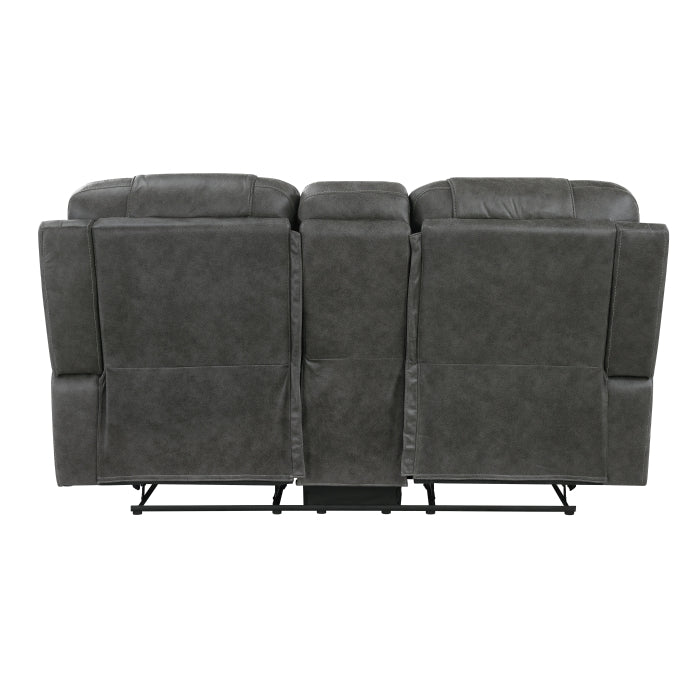 Oberon Reclining Loveseat with Center Console — Dark gray Manual