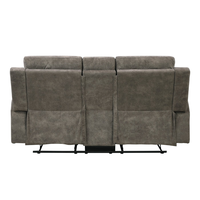 Muncie Reclining Loveseat with Center Console — Brown Manual