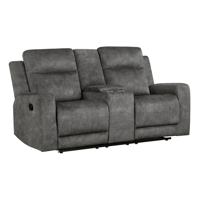 Muncie Reclining Loveseat with Center Console — Brownish gray Manual