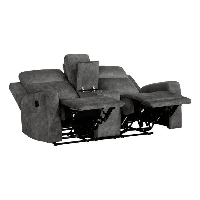 Muncie Reclining Loveseat with Center Console — Brownish gray Manual