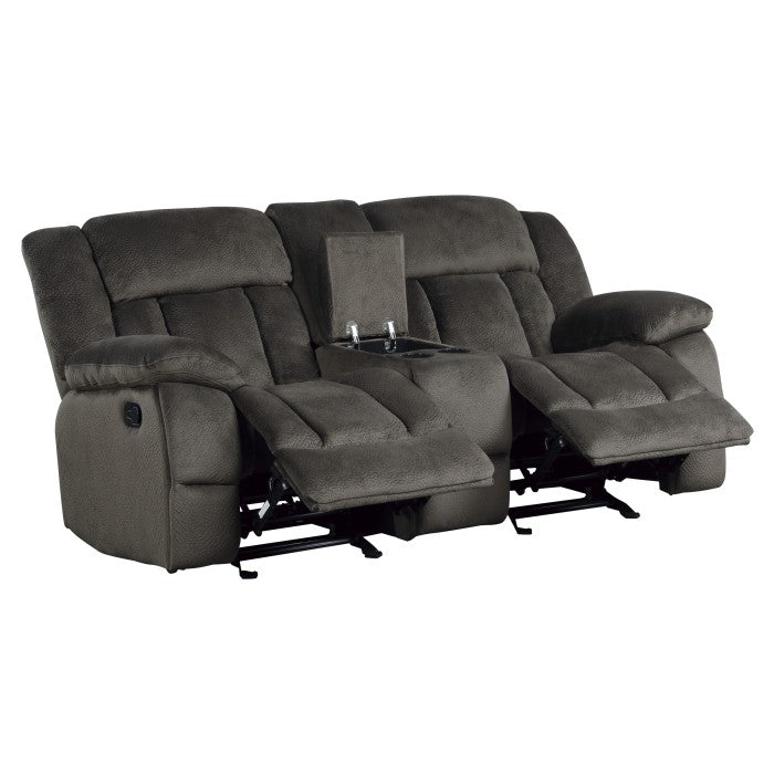 Laurelton Glider Reclining Loveseat with Center Console — chocolate Manual