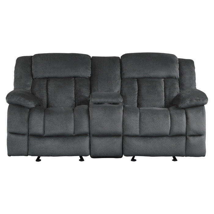 Laurelton Glider Reclining Loveseat with Center Console — Charcoal Manual