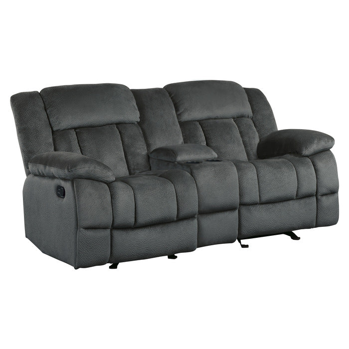 Laurelton Glider Reclining Loveseat with Center Console — Charcoal Manual