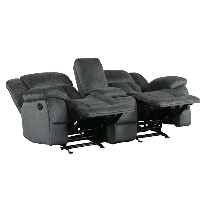 Laurelton Glider Reclining Loveseat with Center Console — Charcoal Manual