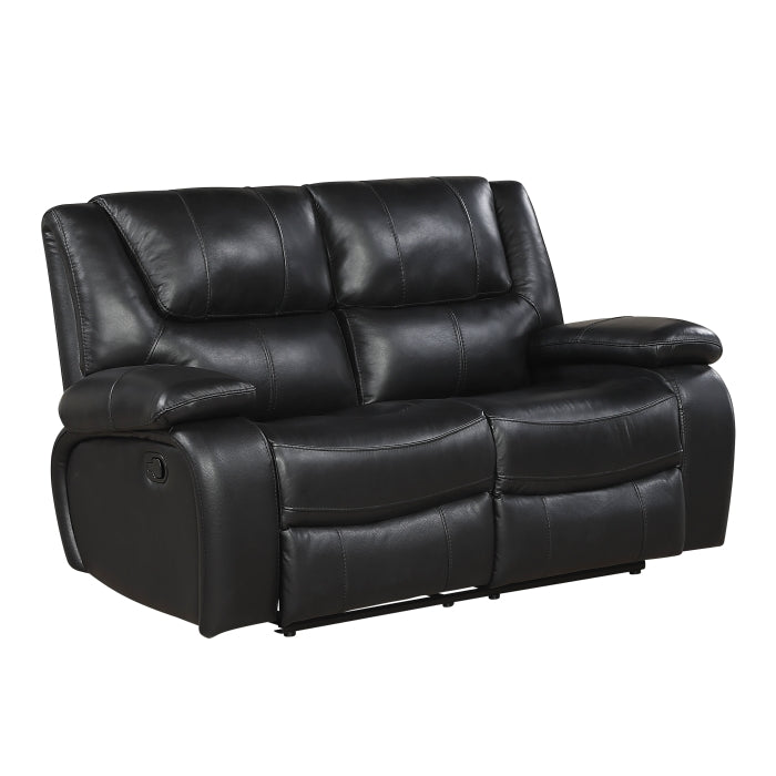 Ellicott Leather Reclining Loveseat — Black Manual