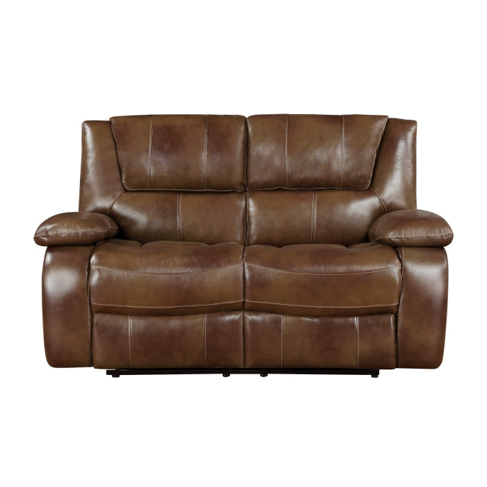 Ellicott Leather Reclining Loveseat — Brown Manual