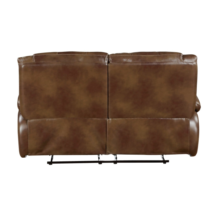 Ellicott Leather Reclining Loveseat — Brown Manual