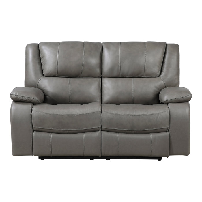 Ellicott Leather Reclining Loveseat — Gray Manual