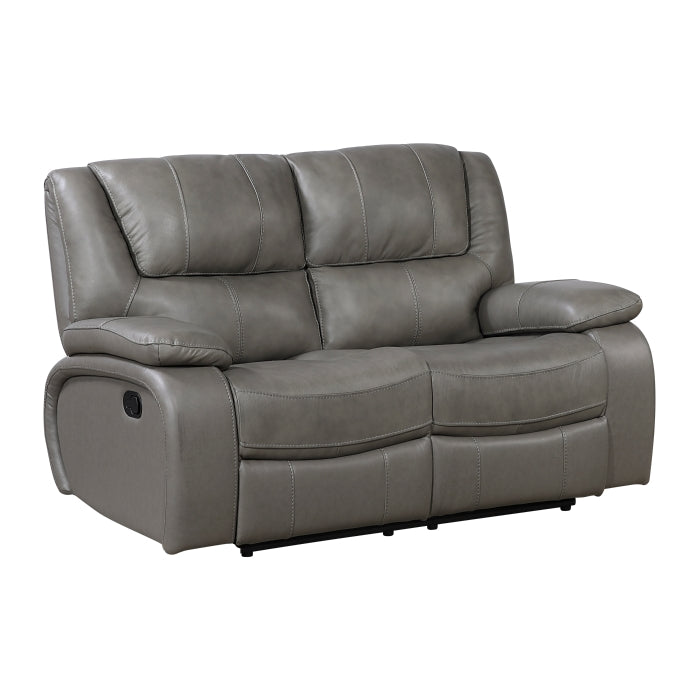 Ellicott Leather Reclining Loveseat — Gray Manual