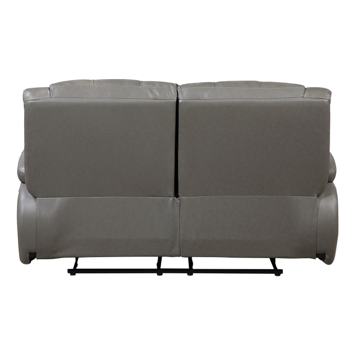 Ellicott Leather Reclining Loveseat — Gray Manual