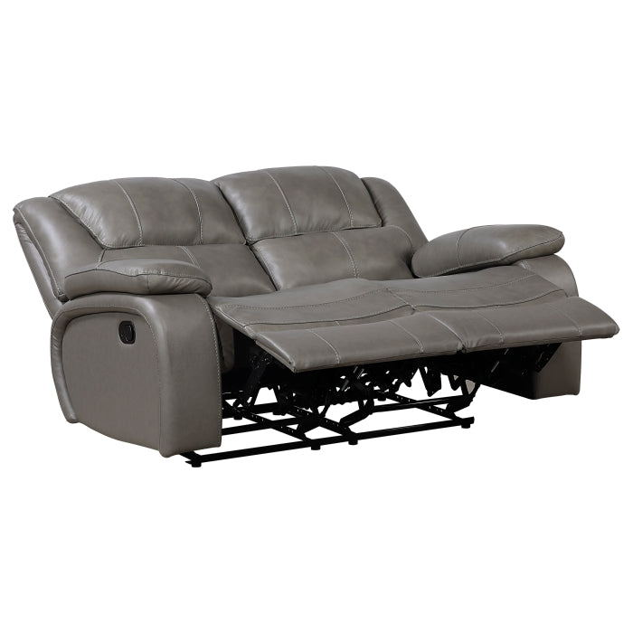 Ellicott Leather Reclining Loveseat — Gray Manual
