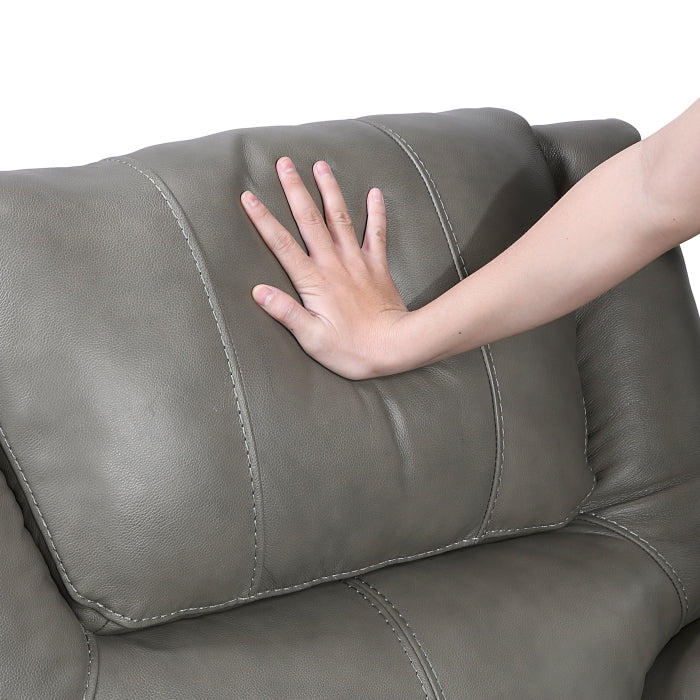 Ellicott Leather Reclining Loveseat — Gray Manual