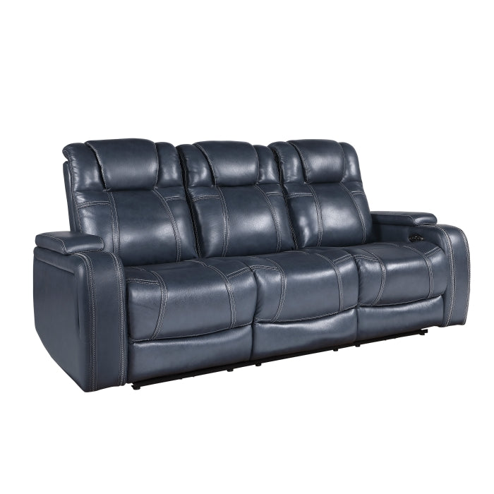 Keziah Power Double Reclining Sofa with Power Headrests and Storage Arms