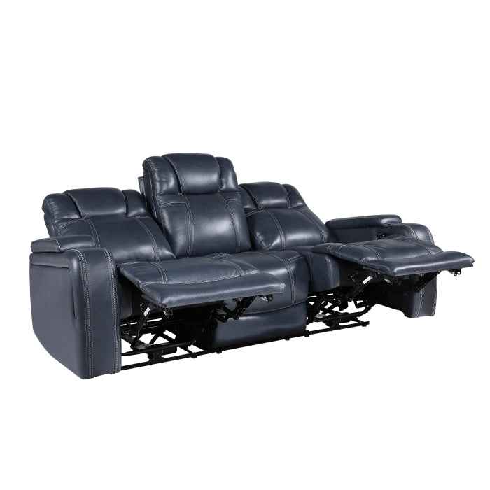 Keziah Power Double Reclining Sofa with Power Headrests and Storage Arms