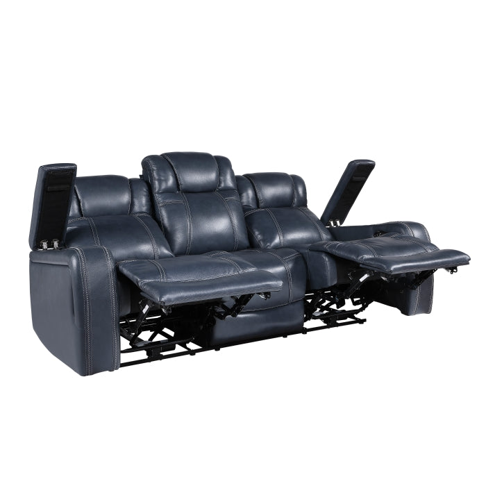 Keziah Power Double Reclining Sofa with Power Headrests and Storage Arms